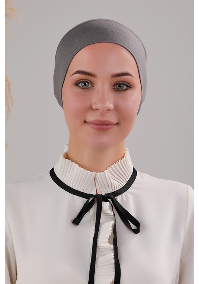Melodi Scarf Tesettür Hazır Pratik Geçme Boru Bone Koyu Gri Koyu Gri