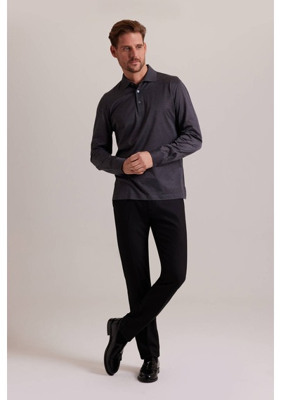 Ysf Erkek Gri Polo Yaka Sweatshirt