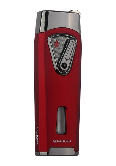 Quantoro Çift Torch Pürmüz Kırmızı Metal Puro Çakmağı - Trz1059