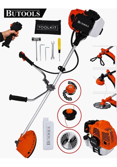 Butools BS-25 Yan Tipi Benzinli Motorlu Ot Çalı Tırpanı Çim Biçme Makinesi Tırpan