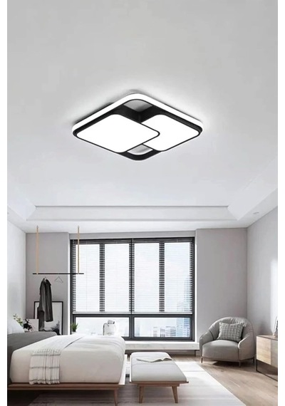 Arteluz Modern Çift Kare Tavan Led Avize 3 Renk Işıklı Uzaktan Kumandalı Dimmer Özellikli Diğer