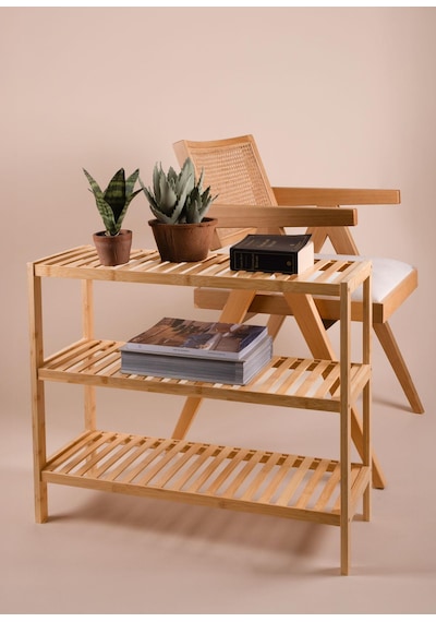 The Mia Bambu 3 Katlı Düzenleyici Dolap Raf Ayakkabılık 70x59x26 Cm Çok Renkli