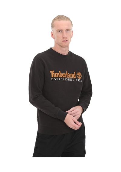 B0a65dd0011-r Timberland Embroidery Logo Brush Back Crew Neck Erkek Sweatshirt Siyah