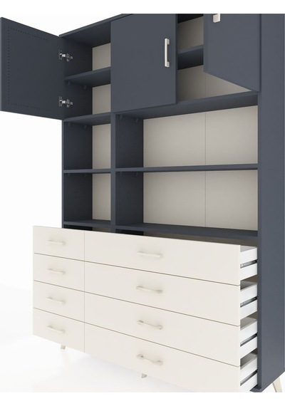 Arges Dolap 8 Raflı 8 Çekmeceli 3 Kapaklı 132x30x195 Antrasit-antrasit/aytaşı Antrasıt/aytası Arges Dolap 8 Raflı 8 Çekmeceli 3 Kapaklı 132x30x195 Antrasit-antrasit/aytaşı Antrasıt/aytası