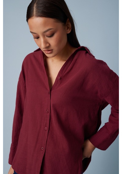 Avrile Oversize Gömlek Bordo