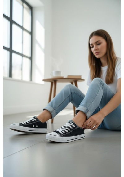 Enoch Unisex Klasik Canvas Ve Bez Bağcıklı Keten Rahat Günlük Sneaker Ayakkabı Siyah Beyaz Enoch Unisex Klasik Canvas Ve Bez Bağcıklı Keten Rahat Günlük Sneaker Ayakkabı Siyah Beyaz