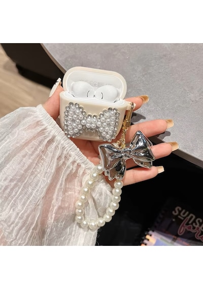 Huawei Freebuds Se 3 Uyumlu Figürlü Kalpli Preminum Silikon Kılıf Krem