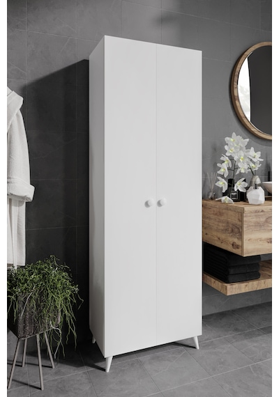 2 Kapaklı 5 Bölmeli Geniş Çok Amaçlı Banyo Dolabı - Tamamı 1. Kalite Mdf Desensiz