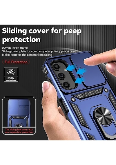 Samsung Galaxy A24 İle Uyumlu Kılıf Magnetik Standlı Kamera Korumalı Sürgülü Kapak