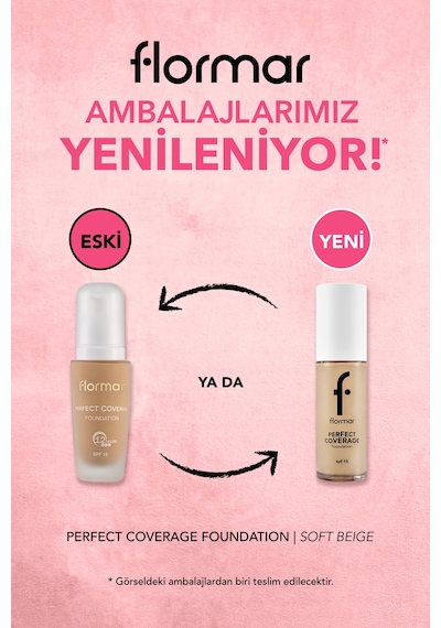 Flormar Perfect Coverage Yoğun Kapatıcı Su Bazlı Fondöten (Nötr Alt Ton) -102 Soft Beige -8682536058162