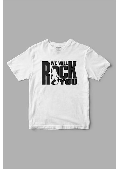 We Will Rock You Queen Baskılı Tişört Beyaz