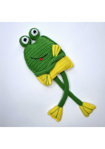 1-3 Yaş Hareketli Kurbağa Örme Çekçekk Amigurumi Hediyelik Oyunca