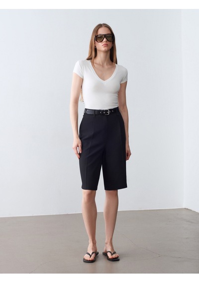 Dilvin 32799 V Yaka Top-ekru