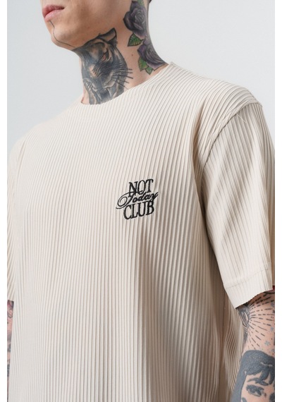 Erkek Not Today Yazılı T-shirt Pantolon Takım Bej