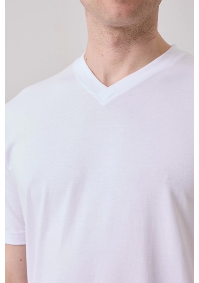 Galanthus V Yaka T-shirt - Nefes Alabilir, Rahat Ve Sade Tasarım Beyaz