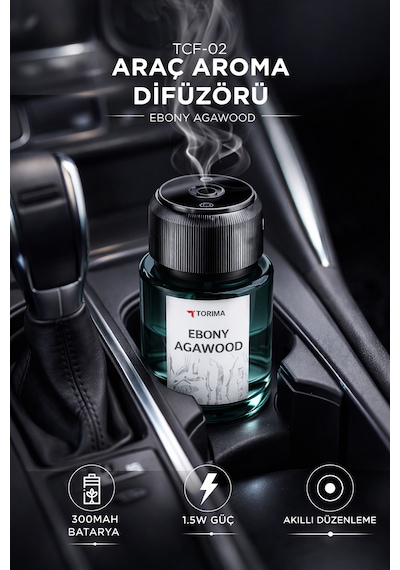 Torima TCF02 Lazerli Şarjlı Hava Nemlendirici + Ebony Agarwood Araba Kokusu