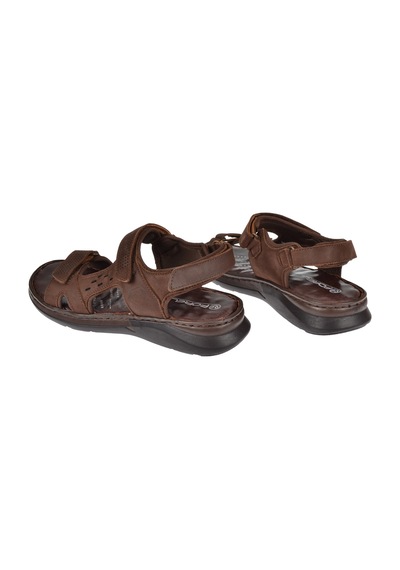 Forelli Hakiki Deri Comfort Cırtlı Erkek Sandalet For-40526 Kahve Nubuk Kahverengi