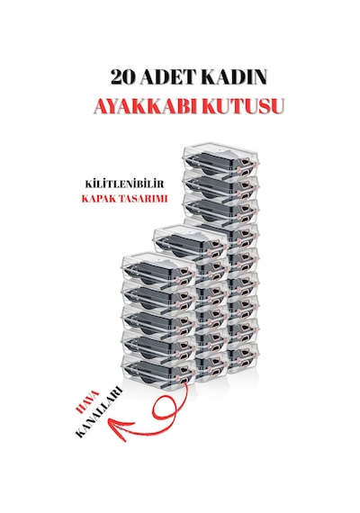 20 Li Kadın Ayakkabı Saklama Kutusu Şeffaf Ve Düzenleyici Set Şeffaf