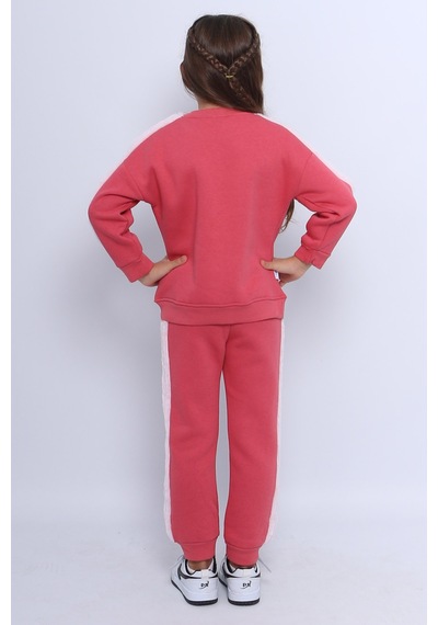 Kız Çocuk 3 İplik Eşofman Takımı Barbie Baskılı C22 Pembe