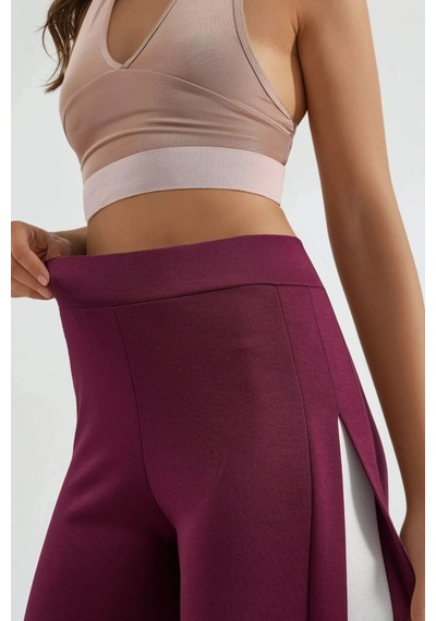Fiolin Soft Touch Modal Dokulu Gizli Şerit Detaylı Pantolon Bordo