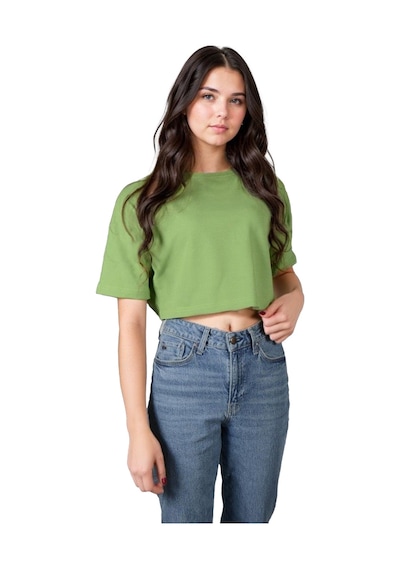 Açık Yeşil Bisiklet Yaka Rahat Kalıp Yarasa Kol Pike Kadın Crop T-shirt Açik Yeşil Açık Yeşil Bisiklet Yaka Rahat Kalıp Yarasa Kol Pike Kadın Crop T-shirt Açik Yeşil