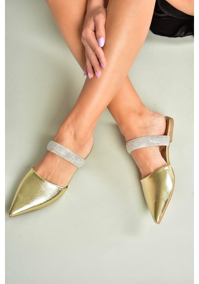 Fox Shoes U590491809 Altın Sivri Burunlu Kadın Terlik Altın-suni Deri Fox Shoes U590491809 Altın Sivri Burunlu Kadın Terlik Altın-suni Deri