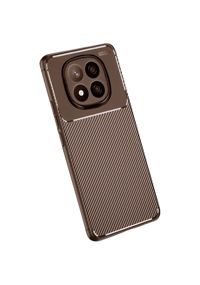 Uryport Xiaomi Redmi Note 14 Pro Plus Kılıf Auto Focus Karbon Kapak - Kahverengi