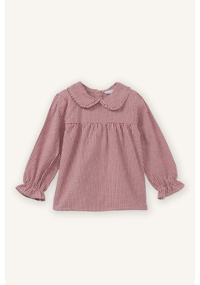 Defacto Bebe Yaka Pötikareli Poplin Uzun Kollu Gömlek Kız Bebek G8135a526spbr229 Bordo-br229