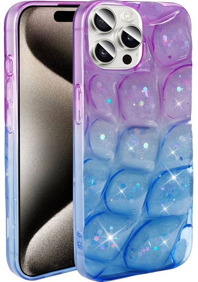 Apple Uyumlu iPhone 15 Pro Max İle 3d Kabartmalı Simli Yumuşak Tam Koruma Telefon Kılıfı Kapak