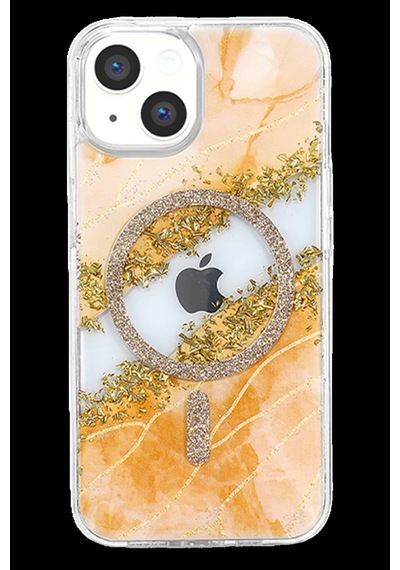 Onegif Apple iPhone Uyumlu 14 Lotus Simli Magsafe Kapak - Yeşil Bz8683140940270