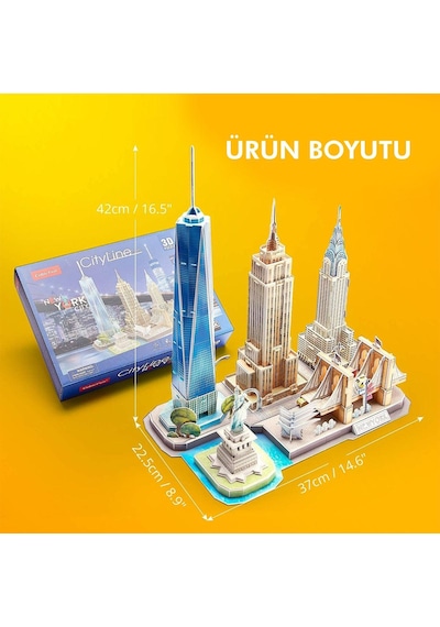 City Line New York Şehri 3d Puzzle 123  Parça