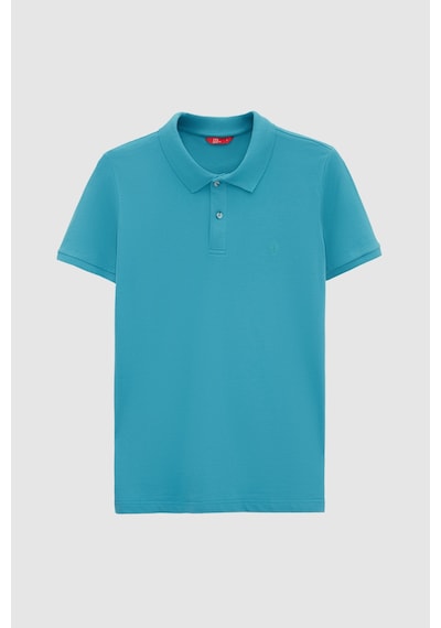 D's Damat Ds Damat Regular Fit Turkuaz %100 Pamuklu Uzun Ömürlü Kıvrılmaz Polo Yaka Nakışlı T-shirt 4hc14ort51000 U01