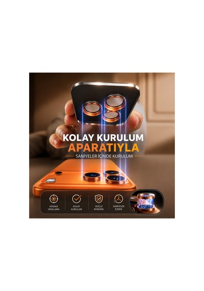Safir Lens İphone 17 Air Uyumlu Kolay Kurulum Aparatlı Alüminyum Çerçeveli 9h Kamera Lens Koruyucu Mavi