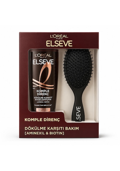 Elseve Komple Direnç Dökülme Karşıtı Bakım Şampuanı + Saç Fırçası Hediye Seti Tüm Saçlar