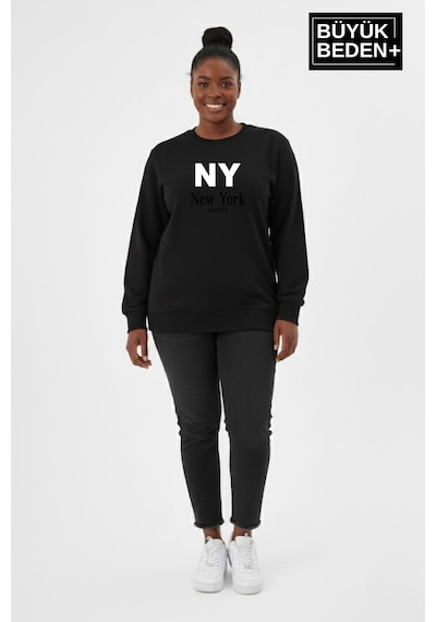 Süperlife Kadın Büyük Beden Ny Newyork Baskılı Bisiklet Yaka İnce Sweatshirt Spr26bswk956-15 Siyah Süperlife Kadın Büyük Beden Ny Newyork Baskılı Bisiklet Yaka İnce Sweatshirt Spr26bswk956-15 Siyah