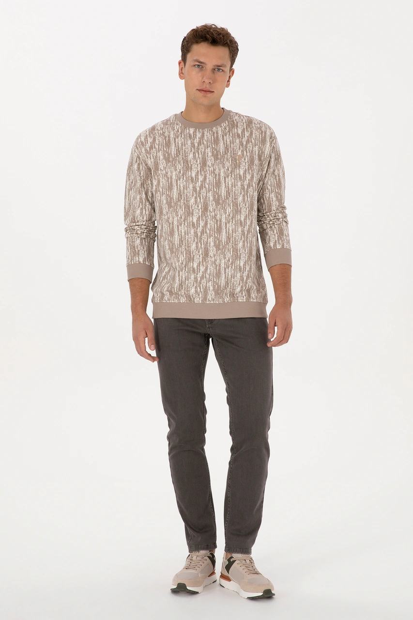 U.S. Polo Assn. Erkek Regular Fit Bisiklet Yaka Koyu Bej Sweatshirt 50309983-VR088