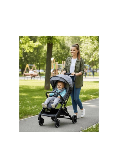 Tommybaby Quantum Kabin Travel Bebek Arabası Kabin Boy Bebek Arabası Pedli Katlanabilir Yağmurluk Hediye Gri