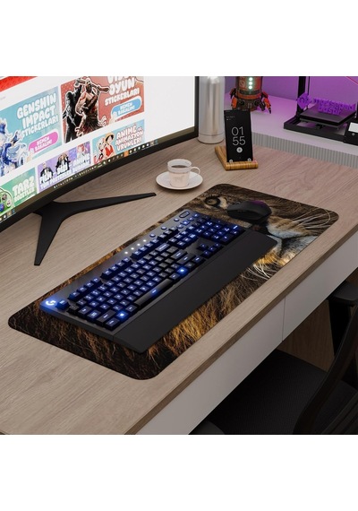 Aslan Oyuncu Gaming Mouse Pad Kauçuk Kaymaz Taban Mousepad V5, 70x30 Xl