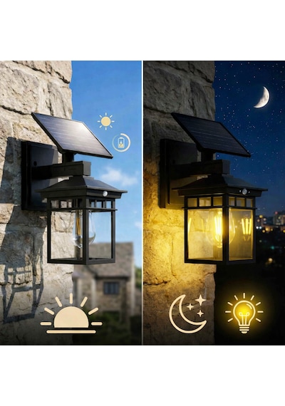 Panther Rustik Tasarımlı Retro Güneş Enerjili Solar Dekoratif Duvar Apliği 1 Adet