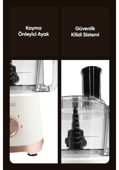 Fressi FR-PBL02 1200 W Armonia Power Mutfak Robotu Salata Doğrayıcı Blender Seti