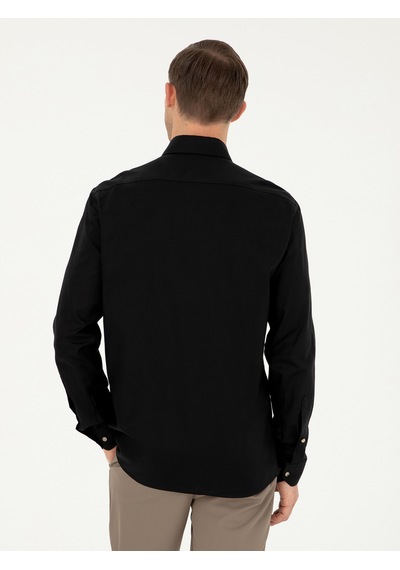 Cacharel Siyah Slim Fit %100 Pamuk Oxford Gömlek