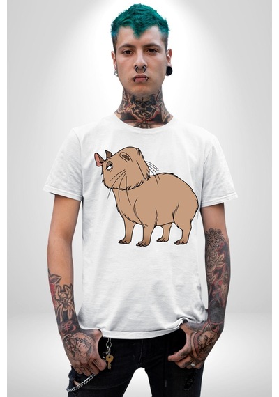 Chispi Unisex Unisex Beyaz Organik Baskılı T-shirt Penye Yüksek Kalite Beyaz
