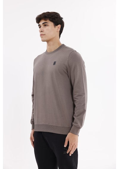 Rowinger Minimal Logolu Bisiklet Yaka Ribana Manşetli Rahat Kalıp Mevsimlik Sweatshirt Antracite