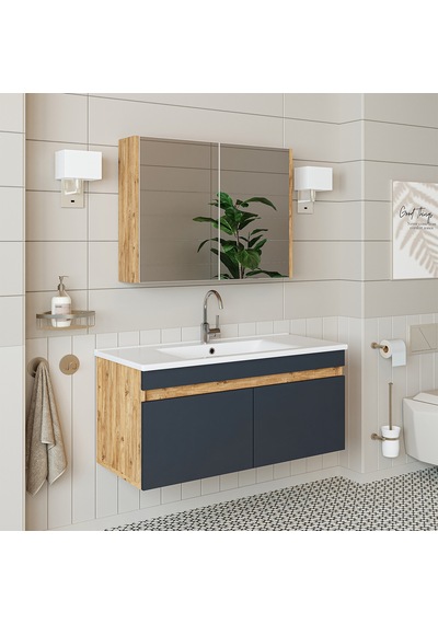 Roomart '' Lavabolu '' Atlantik-antrasit Mdf 100 Cm Banyo Dolabı Atlantik - Antrasit