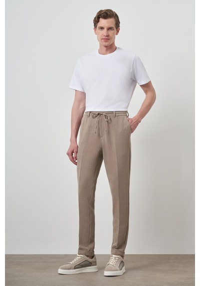 Morven Erkek Bej Trend Slim Fit İpli Jogger Pantolon 25ms003037653 Bej