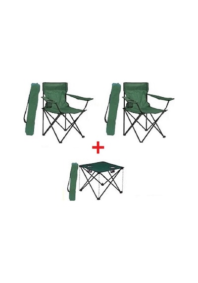 2 Ad Yeşil Katlanır Kamp Sandalyesi +1 Ad Piknik Masa Çantalı Yeşil