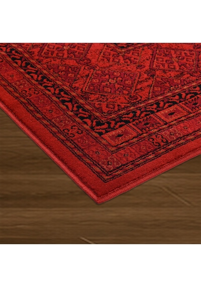 Afgan Türkmen Otantik Desenli Dokuma Kırmızı Oturma Odası Salon Mutfak Halısı Yolluk 7456a