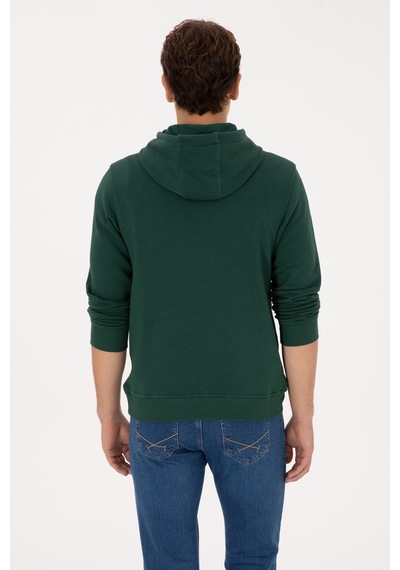 U.S. Polo Assn. Erkek Regular Fit Kapüşonlu Koyu Yeşil Sweatshirt 50316364-VR079