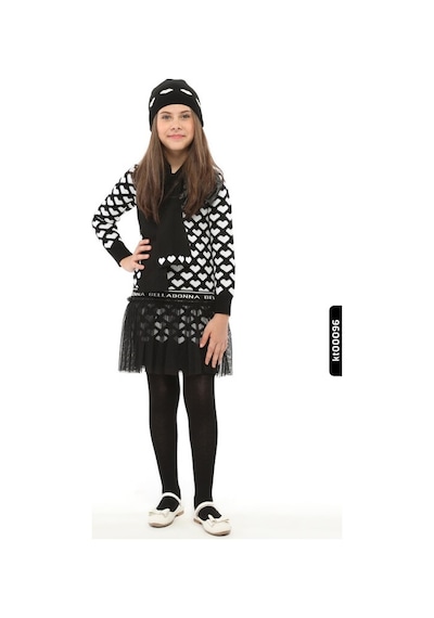 Xo Kids Atkı,şapka Ve Dizüstü Çoraplı Kalp Desenli Kız Çocuk Triko Elbise 3-7 Yaş 807 Siyah Xo Kids Atkı,şapka Ve Dizüstü Çoraplı Kalp Desenli Kız Çocuk Triko Elbise 3-7 Yaş 807 Siyah