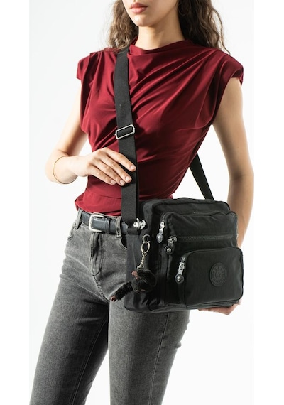 Baginn Kadın Postacı Çanta 28 32 Cm 571 Collection Klinkır Hafif Yağmur Geçirmez Klinkır Kumaş Çok Cepli Siyah